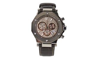 送料無料 gc mens chronograph watch grey with x72026g1s strap leather brown 国内外の人気 通信販売