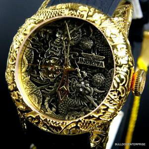 yzinvicta s1 rally empire dragon automatic gold plated 50mm open heart watch