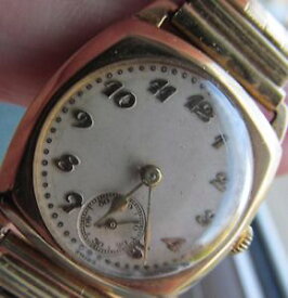 【送料無料】vintage 15 jewel 9ct gold cased mens wrist watch