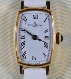 【送料無料】classic ladies 18k solid yellow gold baume amp; mercier vintage swiss wristwatch