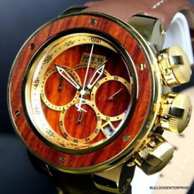 【送料無料】invicta reserve subaqua sea dragon brown wood gold plated leather 52mm watch