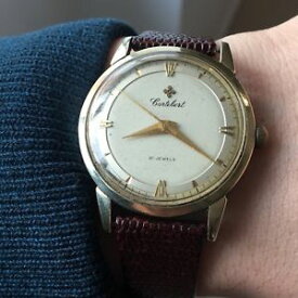 【送料無料】vintage cortebert grand prix gold cap men’s wrist watch cal 697 rare