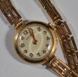 【送料無料】vintage ladies 9k9ct solid gold rotary wristwatch w box amp; papers serviced