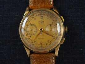 【送料無料】titus genve chronograph or 18k gold vintage watch landeron 37mm