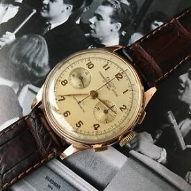 【送料無料】vintage watch exactus oversize jumbo chronograph rose pink gold 18k landeron