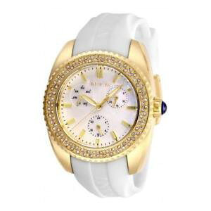 yzinvicta womens angel quartz 100m stainless steel white silicone watch 28488