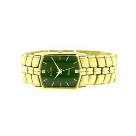 【送料無料】elgin gold tone rectangular quartz wrist watch on bracelet