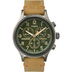 【送料無料】orologio uomo timex expedition scout tw4b04400 chrono vera pelle marrone verde