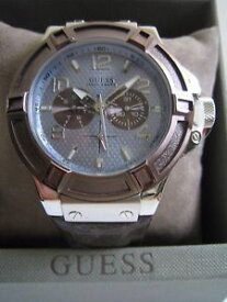 【送料無料】guess rigor watch mens w0040g10 stainless steel leather bnwt genuine