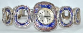 【送料無料】vintage valgine swiss 17j sterling silver enamel bracelet watch 1960’s retro