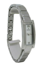 【送料無料】bulova 96t08 womens analog rectangular roman numerals silver tone watch