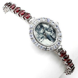 【送料無料】sterling silver 925 stunning rhodolite garnet and tanzanite watch 7 inch