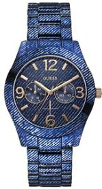 【送料無料】 nwt guess true blue denim jean print bracelet lady watch date date u0288l1