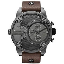 【送料無料】dlesel dz7258 little daddy brown leather dualzone chronograph watch