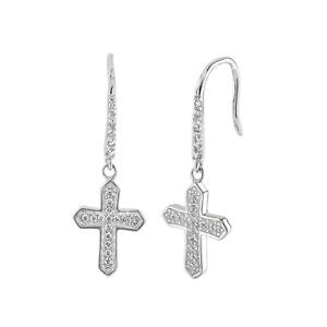 �y���������z�s�A�X�@���f�B�[�X�X�^�[�����O�V���o�[�s�A�X�@�N���Xdamen 925 sterlingsilber pflastern cz kreuz lange ohrringe