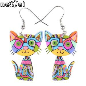 �y���������z�s�A�X�@�f�s�A�X�@�h���b�vas de66719 frauen tropfen katze ohrringe fur nette tierzubehor eisen