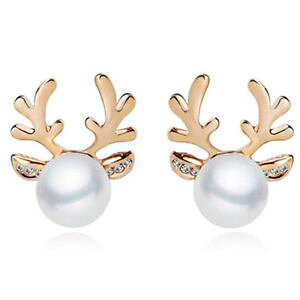 �y���������z�s�A�X�@�N���X�}�X�r�[�Y�s�A�X�@as de59525 fur frauen weihnachten perlen deer ohrringe madchen zink legierung t