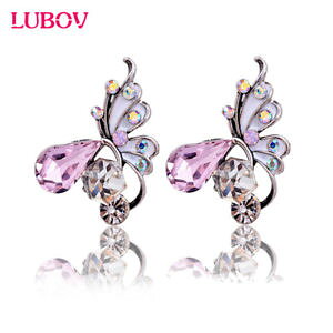�y���������z�s�A�X�@�f�N���X�^���o�^�t���C�s�A�X�@as de58390 wunderschone kristall schmetterling ohrring fur frauen zink legierun
