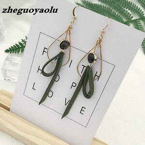 yzsAX@fsAX@O[r[Yas de67072 frauen baumeln ohrring grun leder perlen lange zink legierung bowkno