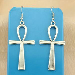 �y���������z�s�A�X�@�f�N���X�s�A�X�@as de59698 2 farben ankh kreuz baumeln ohrring charme zink legierung