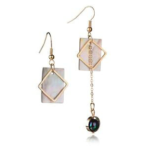 �y���������z�s�A�X�@�f�V�F���h���b�v�s�A�X�@as de61678 naturliche shell geometric rhombic tropfen ohrringe fur frauen zink