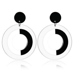 �y���������z�s�A�X�@�f�s�A�X�@as de66862 grobe runde kreis ohrringe fur brincos schwarz weib zink legierung