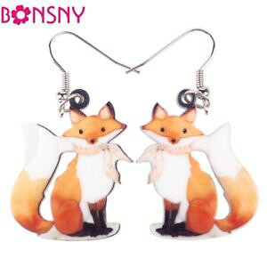 �y���������z�s�A�X�@�t�H�b�N�X�f�����O�h���b�v�s�A�X�@as de66332 langer tropfen reizende fox ohrringe fur madchen eisen tier