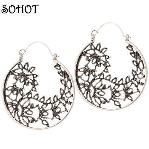 �y���������z�s�A�X�@�f�^�C�vas de63034 ethnische art boho statement kreolen frauen zink legierung pflanze