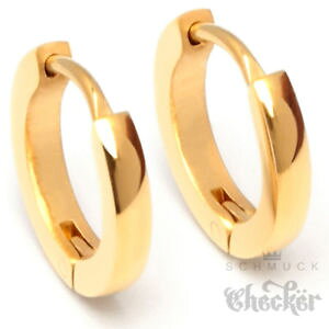 �y���������z�s�A�X�@�X�e�����X�X�`�[���s�A�X�@�S�[���h�X�C���O�t�[�vschmale edelstahl ohrringe goldene klappcreolen schmal dnn gold poliert 13mm