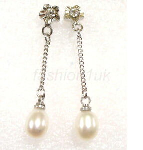 �y���������z�s�A�X�@�z���C�g�p�[�v���s���N�r�[�Y�����O�s�A�X�@�h���b�vswasser echter wei lila rosa perlen lange tropfen ohrringe uk