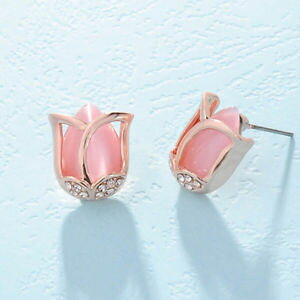 �y���������z�s�A�X�@�f�R�����[�Y�S�[���h�X�^�b�h�s�A�X�@as de59383 gong rose gold farbe blumen bolzen ohrringe fur frauen zink legierun