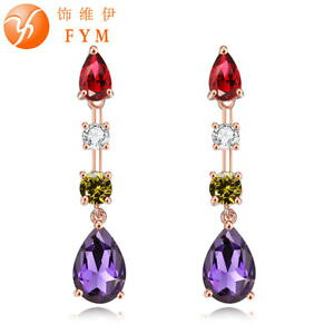 yzsAX@fsAX@hbvJtS[h[Yas de61247 tropfen ohrringe rot lila frauen luxus bunte trendy rose gold farbe