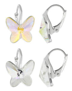 yzsAX@X^[OVo[sAX@XtXL[sterling silber falter ohrringe gemacht mit 2854 12mm swarovski kristallen