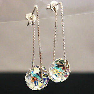 �y���������z�s�A�X�@���[�����C�g�N���A�N���X�^���X�����t�X�L�[�G�������g�V���o�[�s�A�X�@mondschein klarer kristall swarovski element 925 silber lange ohrringe einfdler