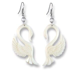 �y���������z�s�A�X�@�s�A�X�@�n���h���C�h�X�����l�b�N���Xohrringe handarbeit weisse schwne swan organic earrings er254