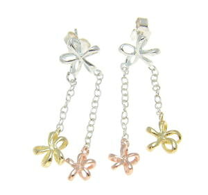 �y���������z�s�A�X�@�X�^�[�����O�V���o�[�n���C�v�������A�s�A�X�@925 sterlingsilber dreifarbig hawaiischer en frangipani blume lange ohrringe