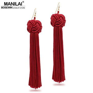 �y���������z�s�A�X�@�f�m�[�h�h���b�v�s�A�X�@as de67281 4 farben knoten quasten lange tropfen ohrring fur frauen zink legier