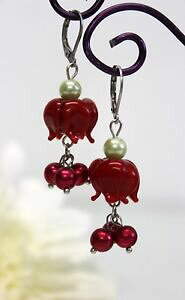 yzsAX@XeXX`[sAX@sAX@r[YKXglass jewels edelstahl ohrringe ohrhnger perlen lampwork blten rot c098