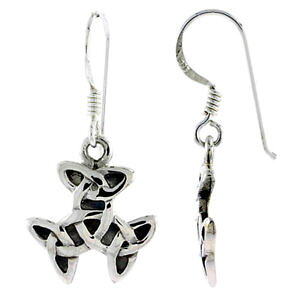 �y���������z�s�A�X�@�X�^�[�����O�V���o�[�Z���e�B�b�N�g���j�e�B�[�m�b�g�s�A�X�@sterlingsilber triqueta keltischer dreieinigkeitsknoten lange ohrringe