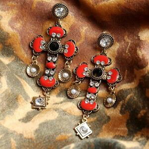 �y���������z�s�A�X�@�X�^�b�h�s�A�X�@�t�@�b�V�����u���b�N���b�h�N���X�r���e�[�W�A�[���f�R×ohrringe mode gestt schwarz rot berqueren perle jahrgang art deco x2