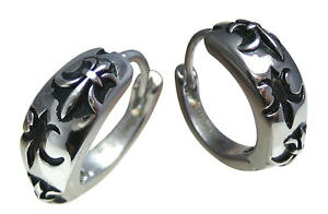 �y���������z�s�A�X�@�X�e�����X�X�`�[���t�[�v�s�A�X�@�V���o�[kikuchi herren ohrringe edelstahl klapp creolen damen mnner silber fleur de lis