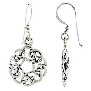 �y���������z�s�A�X�@�s�A�X�@�X�^�[�����O�V���o�[�Z���e�B�b�N�m�[�hsterling silber keltisch zirkulr knoten lange ohrringe