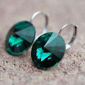 yzsAX@sAX@XtXL[GhO[_[NO[sAX@neu ohrhnger 12mm swarovski steine emeraldgrndunkelgrn ohrringe