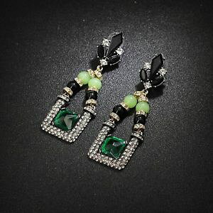 �y���������z�s�A�X�@�X�^�b�h�s�A�X�@�t�@�b�V�����O���[���u���b�N�X�N�G�A�A�[���f�R�r���e�[�W×ohrringe mode gestt grn schwarz platz art deco jahrgang hochzeit x7