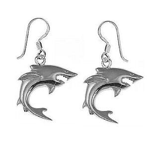 �y���������z�s�A�X�@�X�^�[�����O�A�����J�V���o�[�V���[�N�����O�s�A�X�@sterlingsilber shark lange ohrringe, hergestellt in den usa