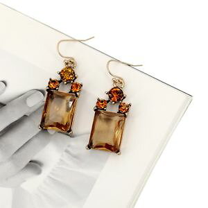 �y���������z�s�A�X�@�s�A�X�@�S�[���f���I�����W�A���e�B�[�N�A�[���f�R�y���_���g���g��ohrringe golden bernstein quadrat retro antik leicht art deco anhnger d1