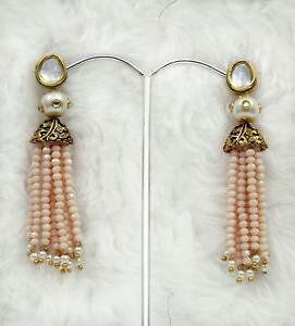 �y���������z�s�A�X�@�s�A�X�@�A���e�B�[�N�^�b�Z��pfirsich perlen lange kundan antik quaste jhumki jhumka ohrringe az68702