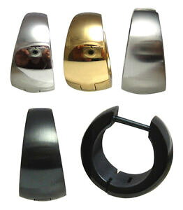 【送料無料】ピアス メンズステンレススチールフープピアス アーチドロップゴールドブラックトップpaar edelstahl creolen herren ohrringe 15mm gewlbt tropfen gold schwarz top