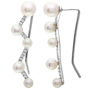 �y���������z�s�A�X�@�X�^�[�����O�V���o�[�r�[�Y�s�A�X�@�N���C�~���Osterling silber perlen amp; cz steine kletternder ohrringe