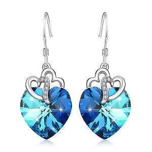 【送料無料】ピアス ダブルハートスターリングシルバースワロフスキークリスタルドロップピアス aoboco double heart 925 sterling silber tropfen ohrringe mit swarovski kristall
